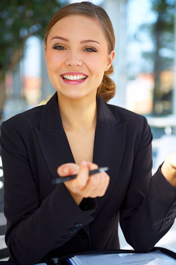 Young business woman distance education
